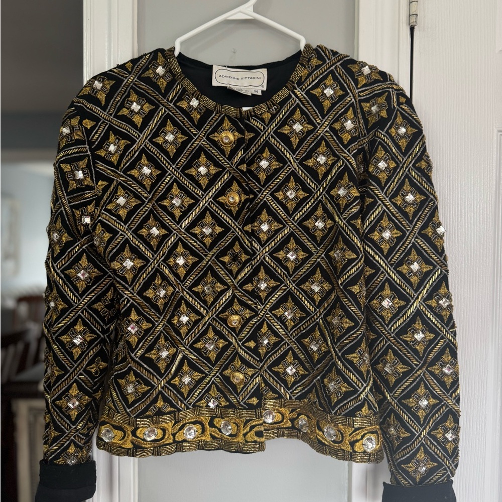 Vintage Embellished Black and Gold Jacket for the holidays !